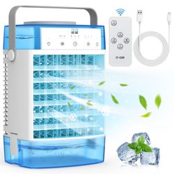 Portable Air Conditioners, 1600ml Portable AC Unit with Remote Control, Powerful 3 Speeds 7 Colors LED Evaporative Air Cooler with Timer, Personal Min