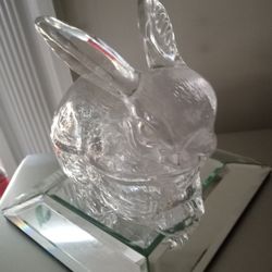 Clear Vintage Depression Glass Rabbit Candy Dish 