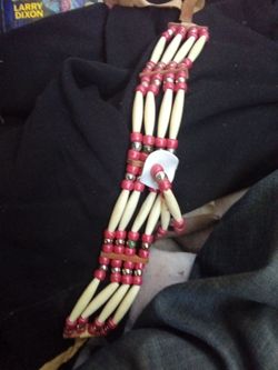 Native American Style Bone and Bead Choker Necklace