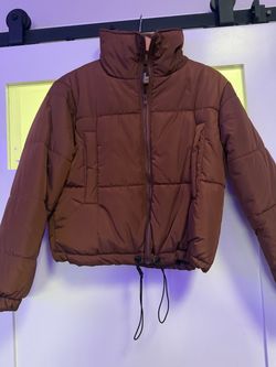 Princess Polly Brown Cropped Puffer Jacket New Never Worn Size Xs/S