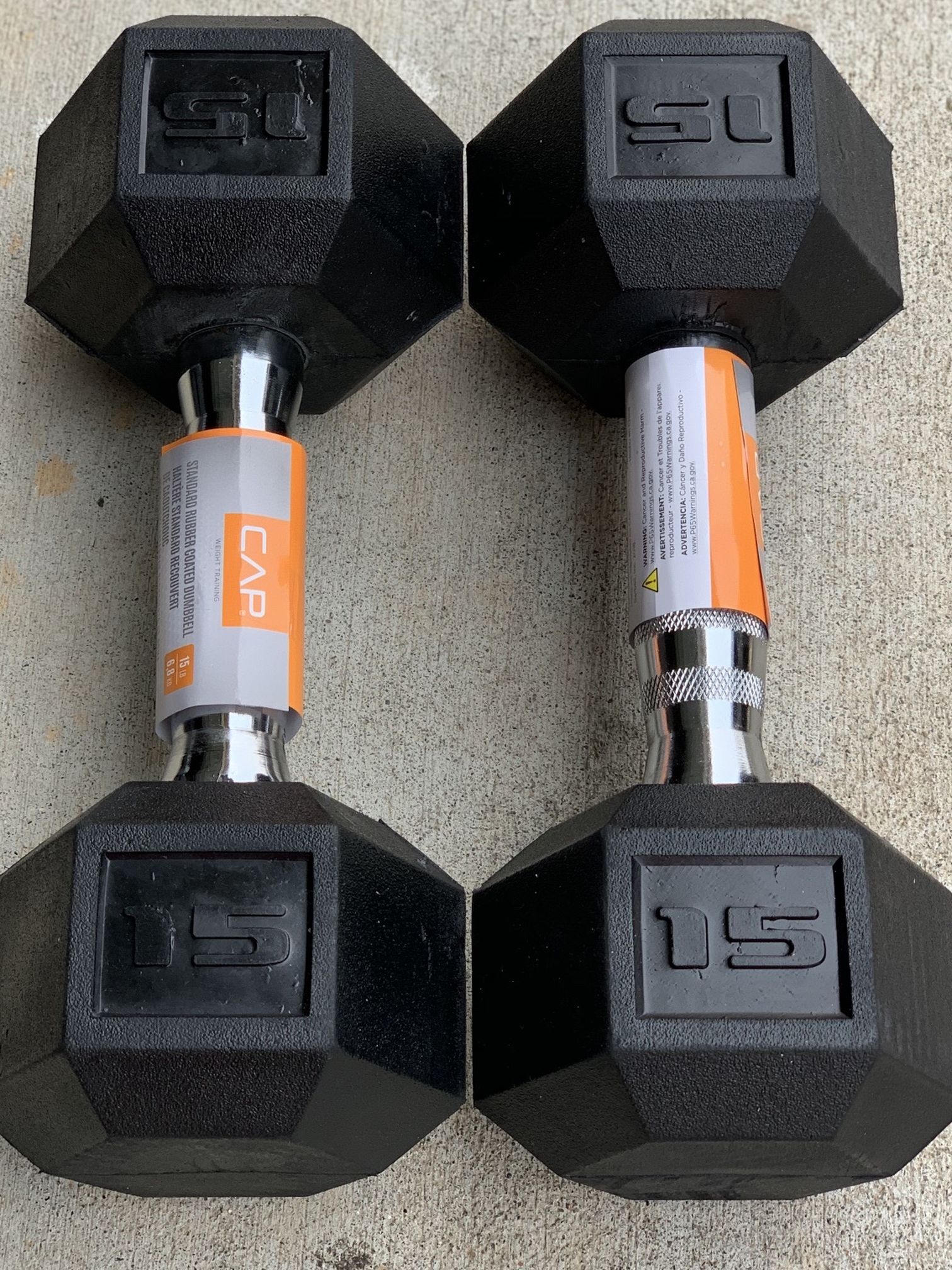 CAP Hex 15 Lb Dumbbell Pair