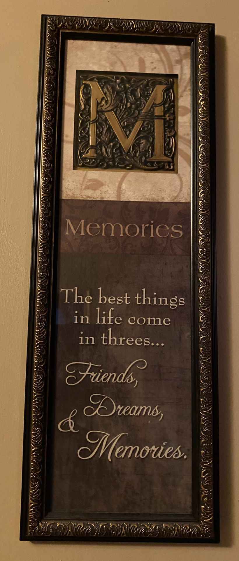 Bronze Framed “M” Memories Wall Art