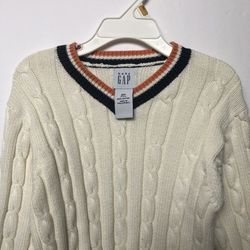 Boys Gap Sweater Off White With Blue Orange Trim Size 2T