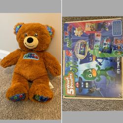 16" PJ Masks Build A Bear 2021 Brown Teddy Bear/ Wooden Puzzle