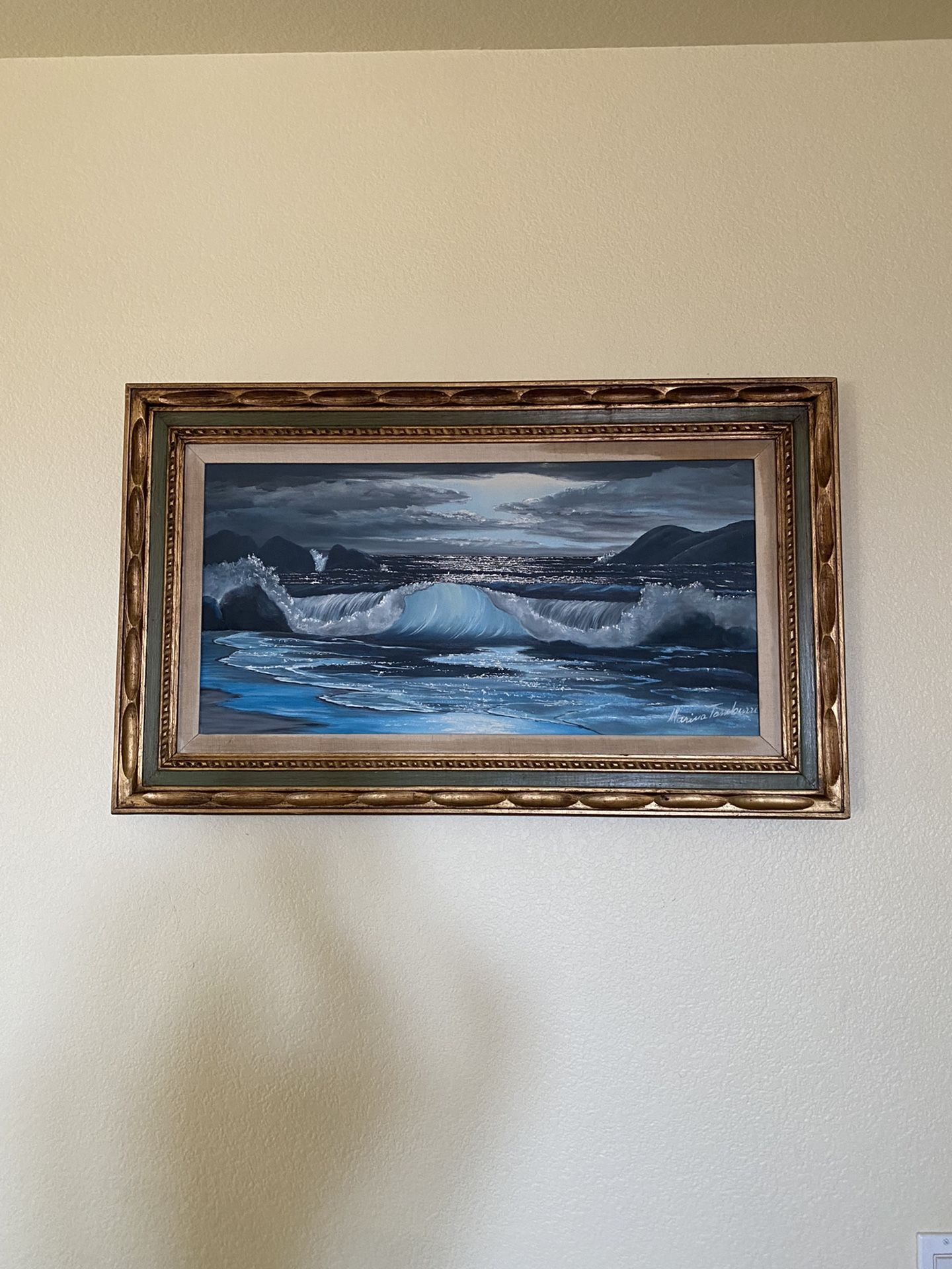 Vintage Ocean Painting By Marina Tamburri