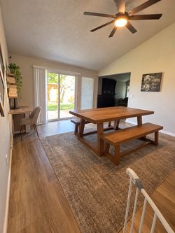 Solid Wood Dining Table with Benches