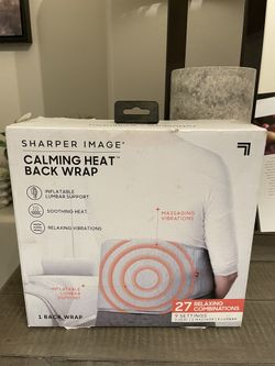 Sharper Image Calming Heat Back Wrap/Massager- NEW