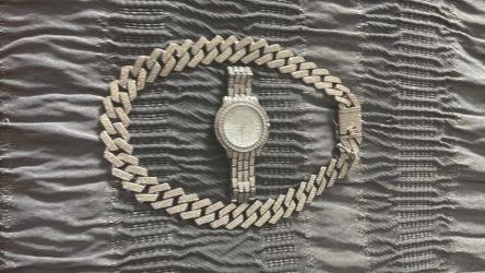Cuban Link Chain/ Diamond watch