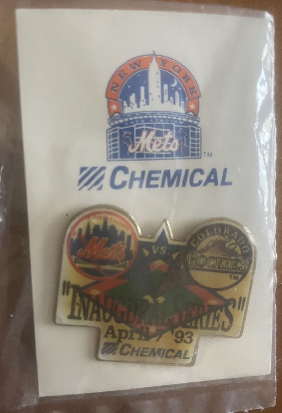 Two Mets pins by Chemical Bank