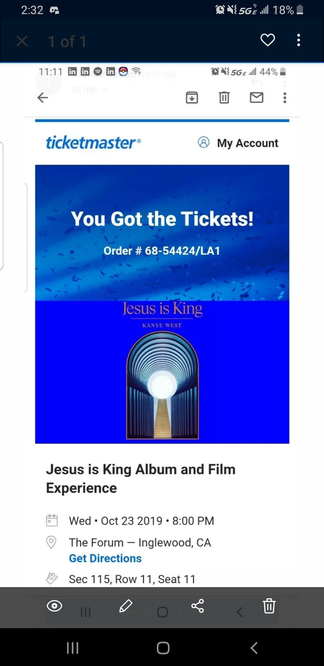 Selling 1 ticket to Jesus is King: Album and Film Experience by Kanye  $75