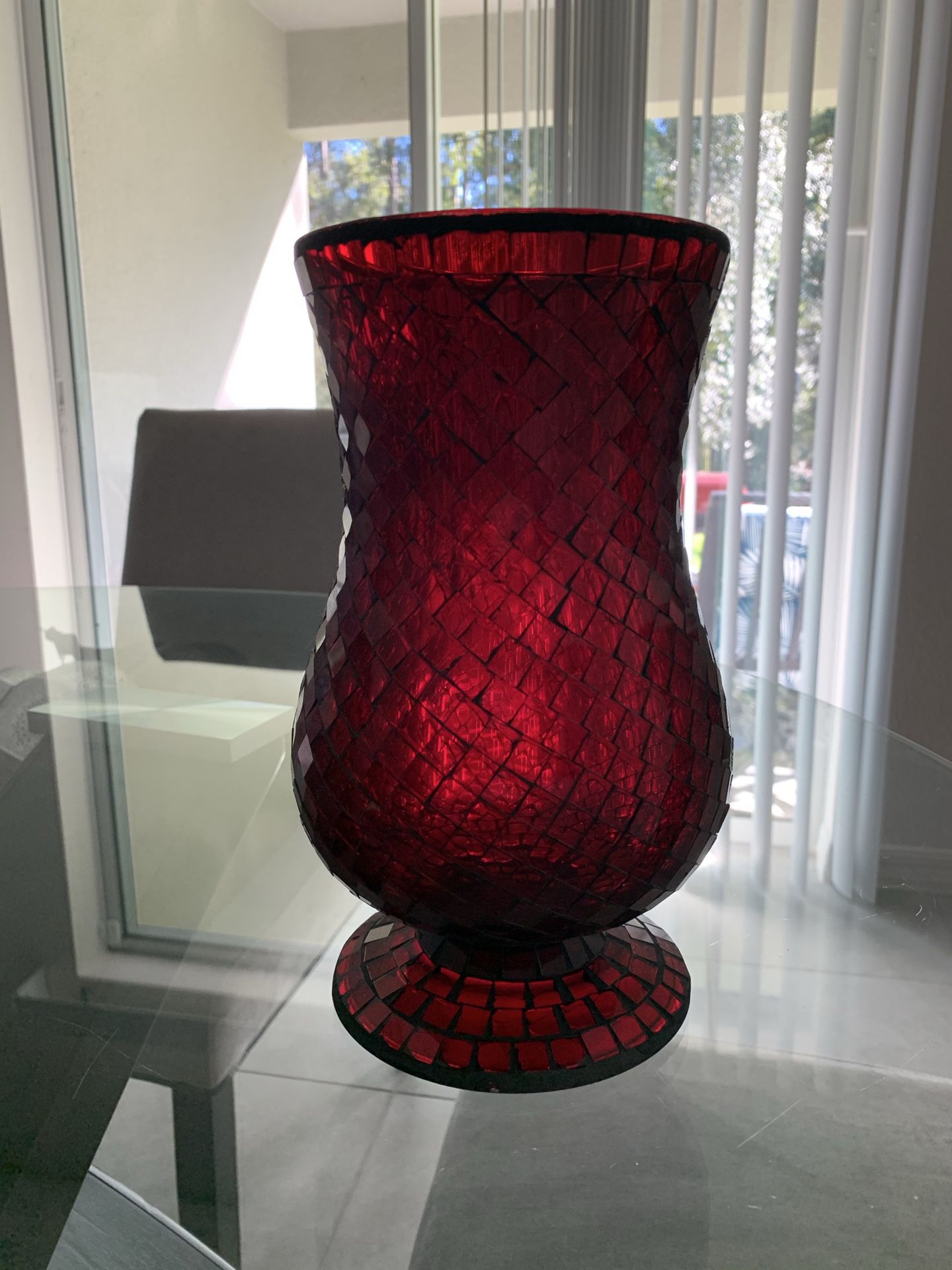 Red Glass Vase/Candle holder