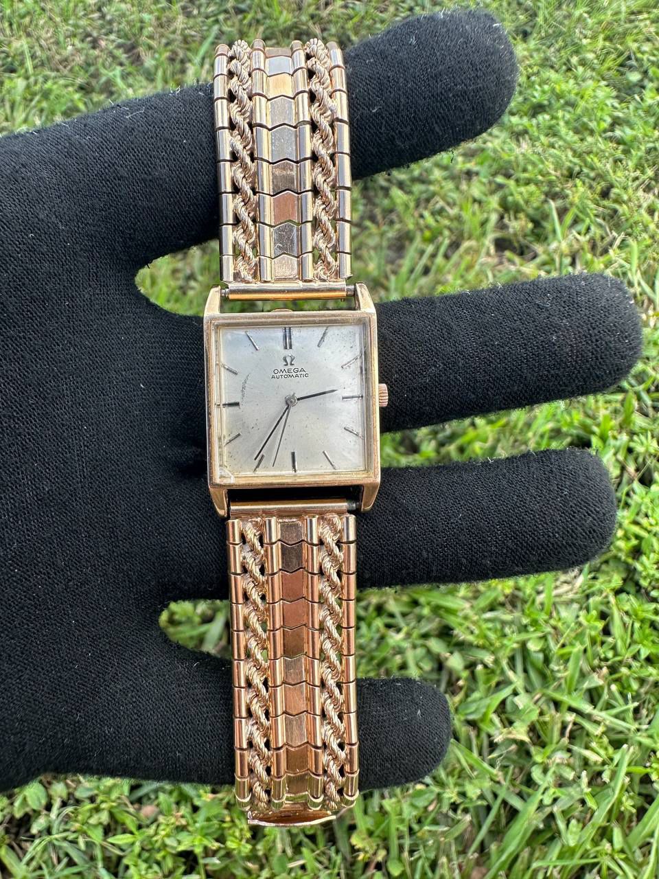 18k solid yellow rose gold vintage omega dress watch retro automatic 24 jewels