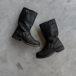 Vintage Harley Davidson Motorcycle Black Leather Engineer Boots 9D Mens USA