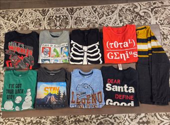 Boys SIZE 10/12 long sleeve shirts. Spiderman, Christmas, Genius, dinosaur, Halloween, more