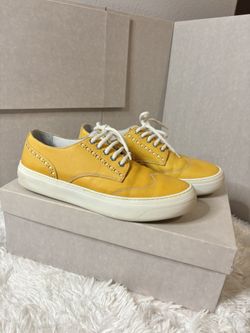Jimmy Choo "Reggy" Men's Leather Canary Yellow Lace Up Fashion Sneakers Casual Shoes