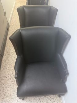 leather  & wood chairs
