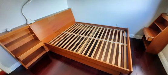 beautiful Danish Queen TEAK platform bed with stand alone NIGHTSTANDS and More