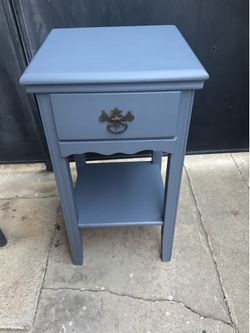 Sturdy gray  wood table with drawer