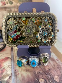 Antique Brass Floral DOUBLE SIDED MIRROR COMPACT