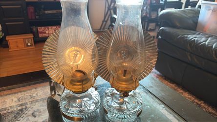 Antique oil lamps set of two