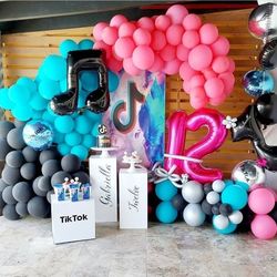 Tik Tok Balloon Garland, Balloon Bouquet, Banner, Name Decal