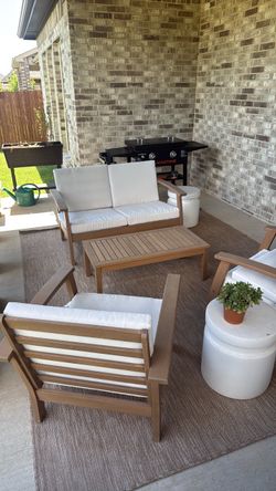 Patio set with 2 side tables and center table for 4