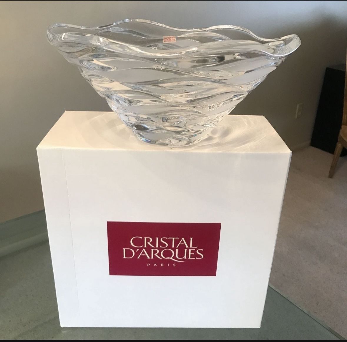 BNIB New Cristal D’Arques Paris France Large Crescendo Lead Wavy Cut Crystal Bowl Centerpiece