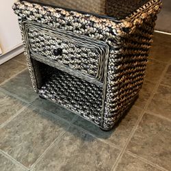 Musa Braided Wicker One Drawer Nightstand