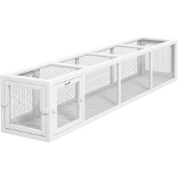 PawHut Outdoor Cat Tunnel Extendable Design, 79" L Wooden Cat Run with Weather Protection, Connecting Inside & Outside, Deck, Patios, Balconies, White