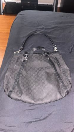 Gucci GG denim leather Abbey convertible hobo bag Black