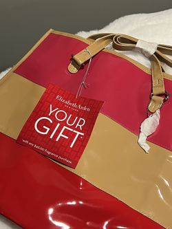 Elizabeth Arden Tote Fushia/tan/red