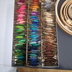 Vintage Embroidery hoops and thread
