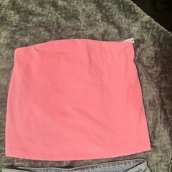 Pink Cropped Tube Top – Size Large