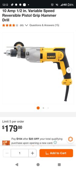 DeWalt  10 Amp 1/2 in. Variable Speed Reversible Pistol Grip Hammer Drill