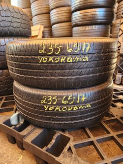 235 65R 17 YOKOHAMA AVID TIRE 2356517 USED TIRES (PAIR) MOUNT BALANCE INCLUDED