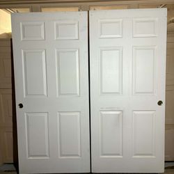 71 1/2” x 79” white six-panel sliding closet doors 