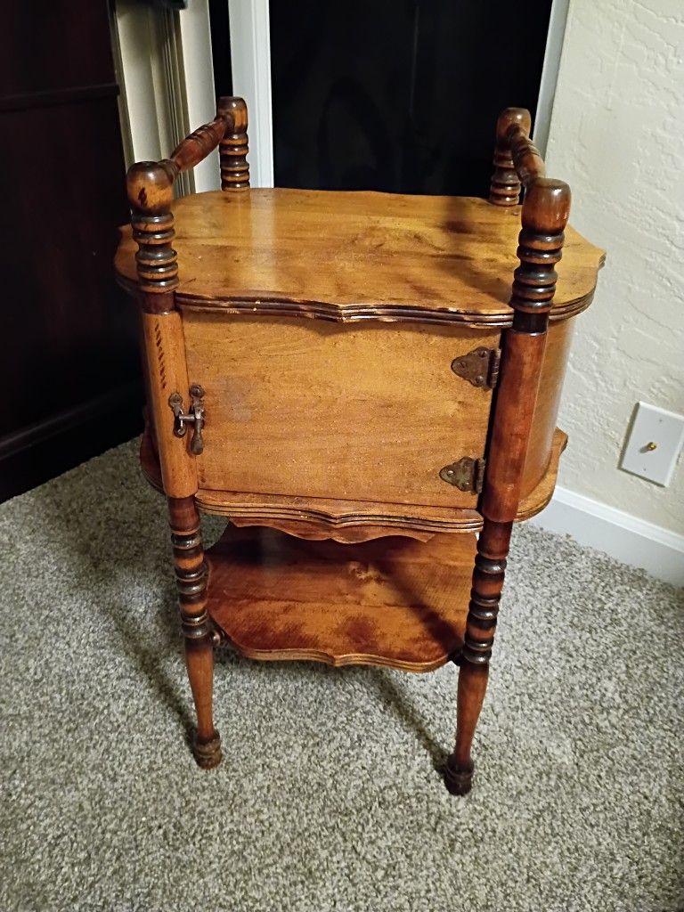 Antique Locking Table / Cabinet