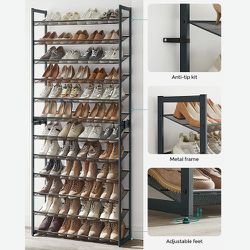 Shoe Rack, 12-Tier Tall Metal Shoe Storage Organizer