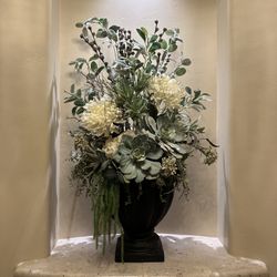 Artificial Floral Arrangement in Black Urn