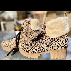 Animal Print Furry Boots