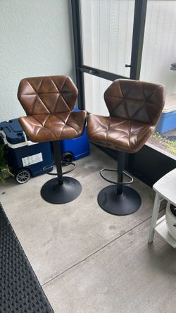 Bar Stools Set of 2 with Back Faux Leather