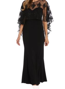 Size 18 Women's Embellished-Capelet Gown