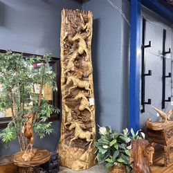 Solid Wood Horse Sculpture Hand Carved