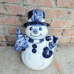 Vintage Potting Shed Dedham Pottery Snowman Figurine 