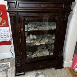 Stained Wood And Glass Curio Cabinet
