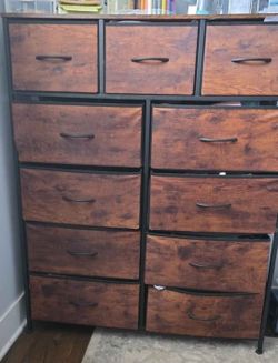11 Drawer Rustic Fabric Dresser For Room