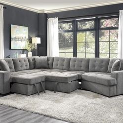 LOGANSPORT GRAY PULL OUT BED SECTIONAL SOFA
