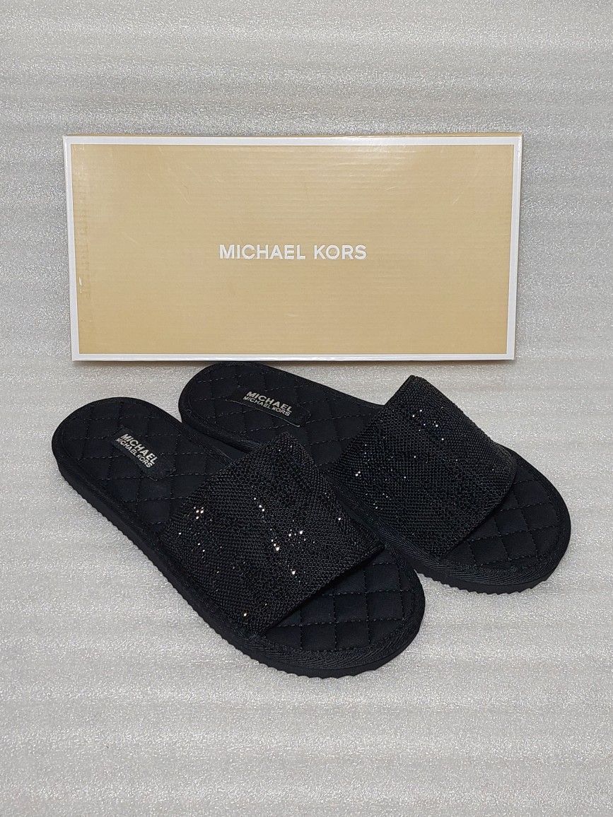 Michael Kors Designer Sandals Slides Slippers. Black. New In Box. Size 9 Women's Shoes