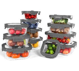 BOROHOUSE 12-Pack Glass Containers with Tempered Lids - Borosilicate Oven-Safe
