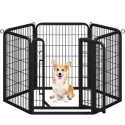 6 Panels Dog Playpen Cat Exercise Barrier, Black